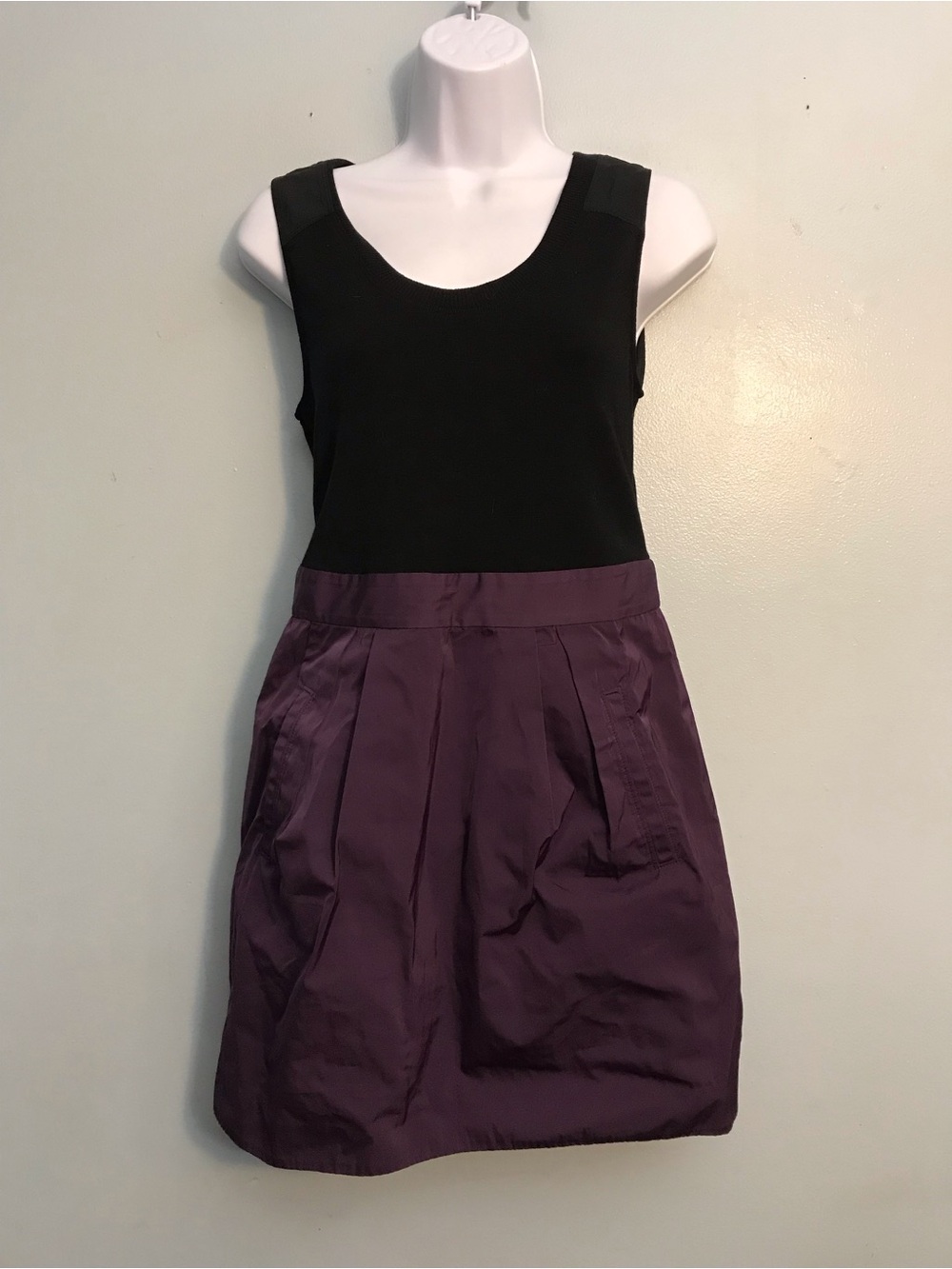 Theory Black and Purple Plunge Dress
